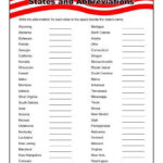 States And Abbreviations Worksheet Practice Activity State