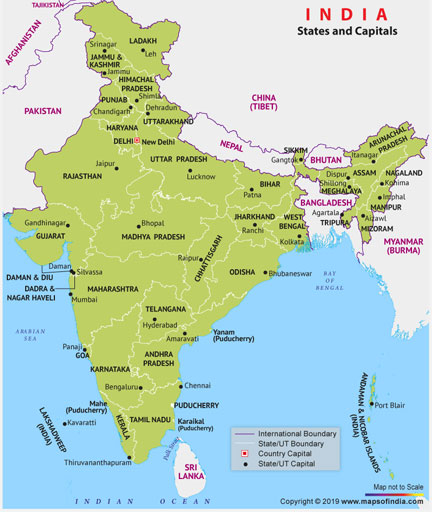 States And Capitals Of India Map List Of Total 28 States And Capitals 