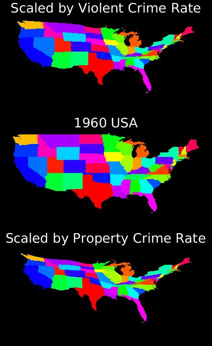 U S States Scaled By Crime Rate 1960 2014 Vivid Maps Crime 
