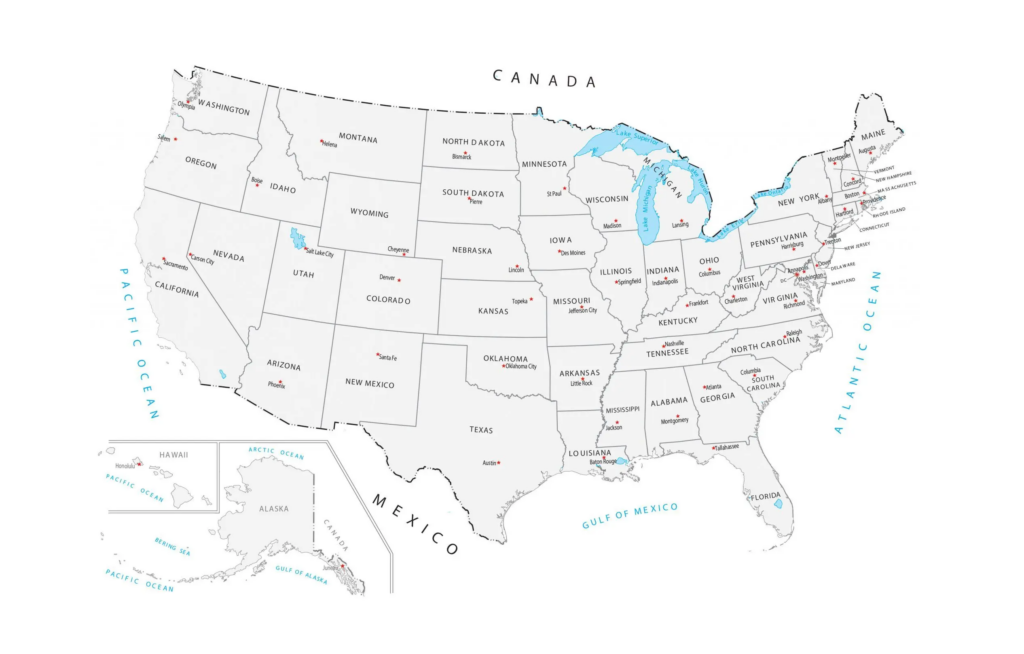 United States Map With Capitals GIS Geography