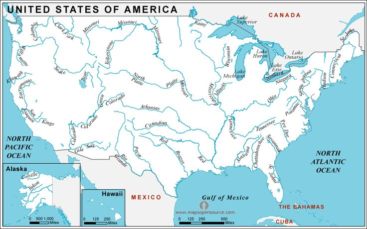 Us Maps Of Water Ways Major U S Rivers Geography Map Lake Map 
