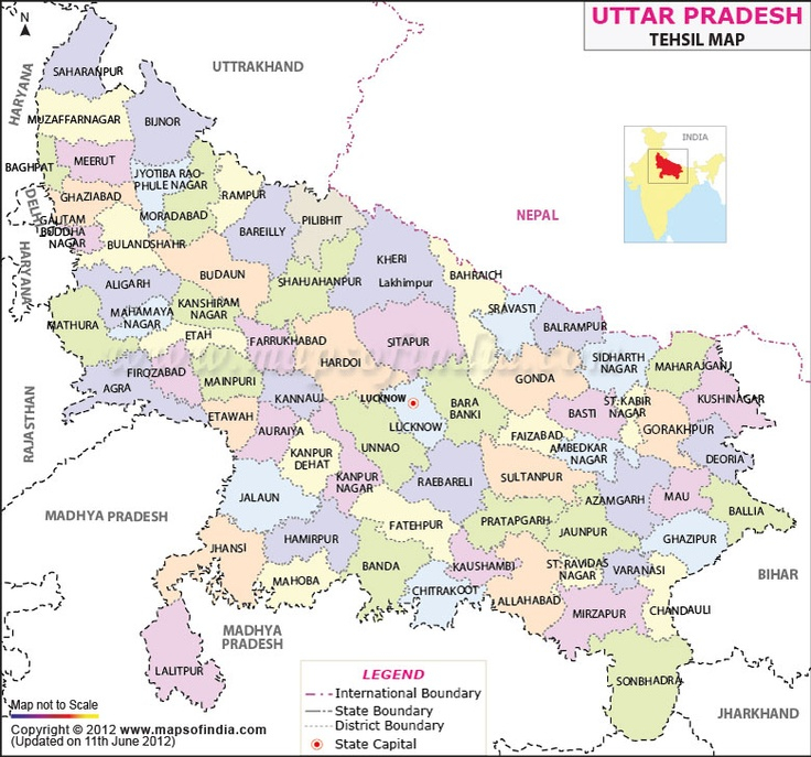 Uttar Pradesh Tehsil Map Geography Map Map India World Map