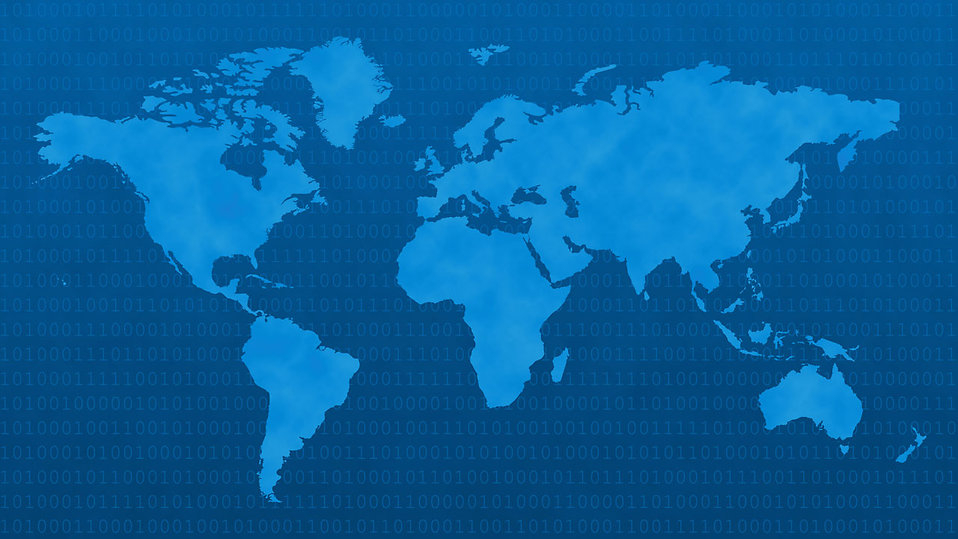 World Map Free Stock Photo Blue World Map With Binary Code 9516