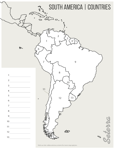 03 Printable South America Countries Map Quiz pdf South America 