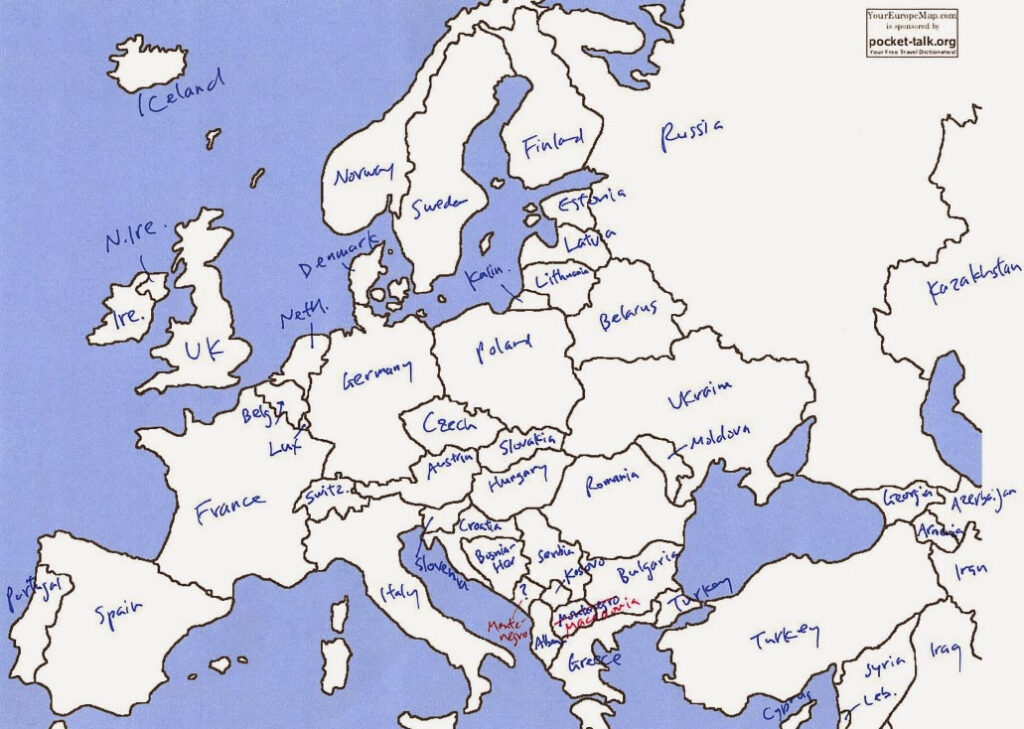 A Blank Europe Map To Fill In