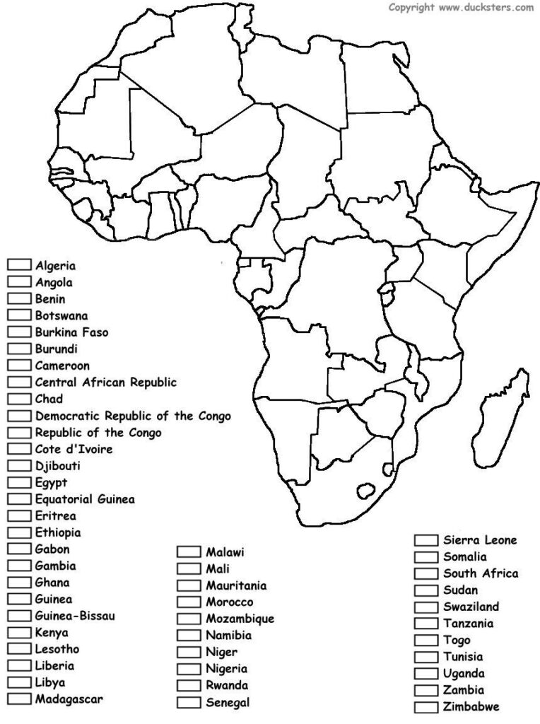 Africa Coloring Map Printable Geography For Kids Teaching Geography 