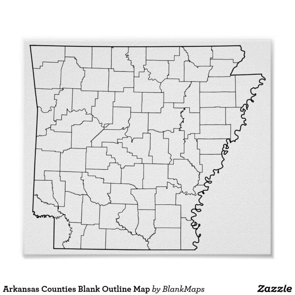 Arkansas Counties Blank Outline Map Map Doodle Arkansas Map Map Poster