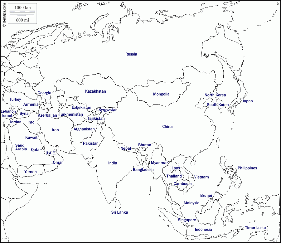 Asia Free Map Free Blank Map Free Outline Map Free Base Map States 