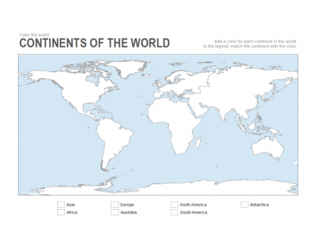 Big Coloring Page Of The Continents Printable Blank World Outline 