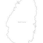 Black White Saint Lucia Outline Map Royalty Free Vector