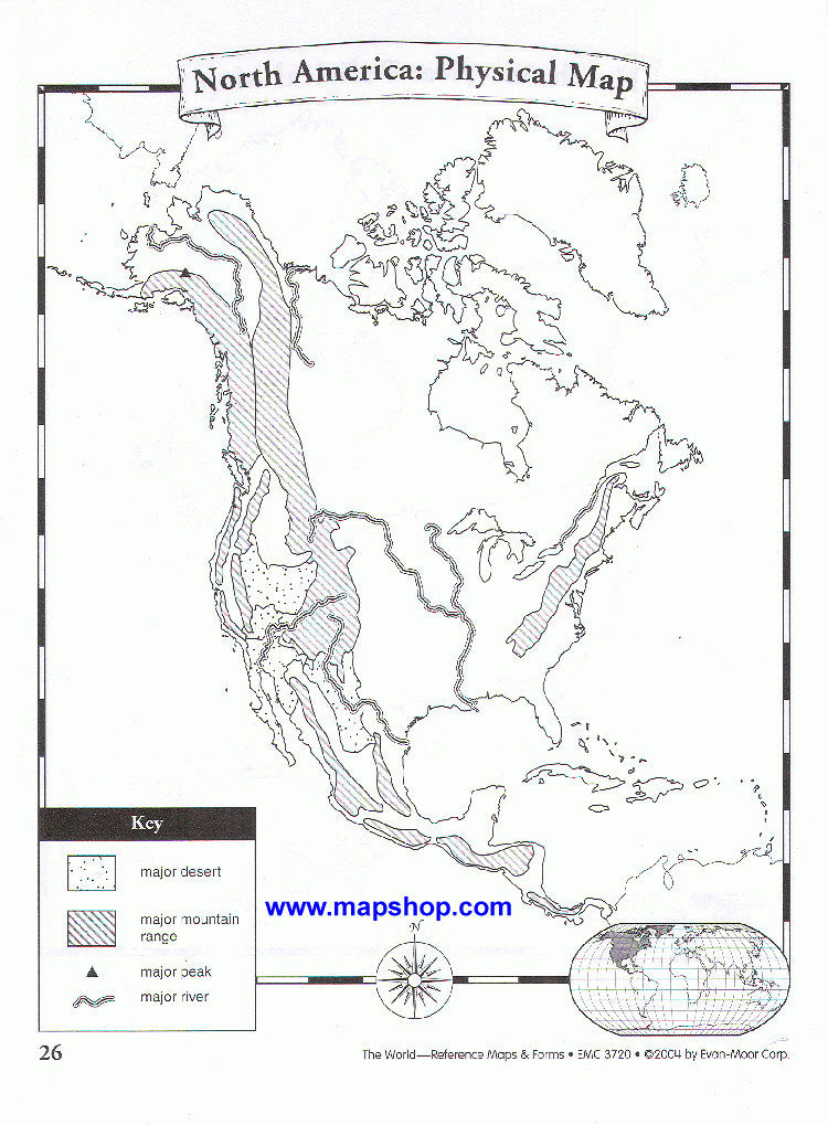 Blank Map Of North America Physical Features