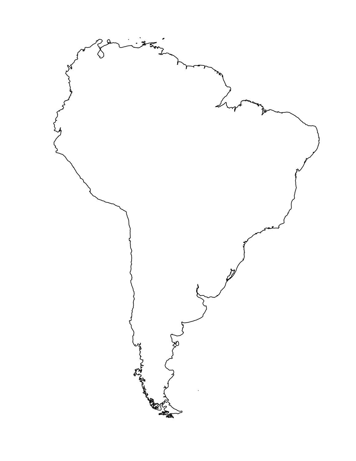 Blank Map Of South America Template