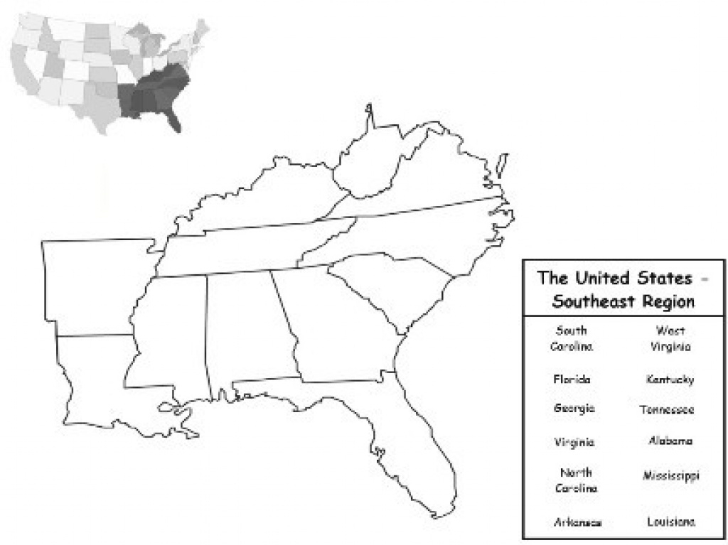 Blank Map Of Southeast United States Printable Map