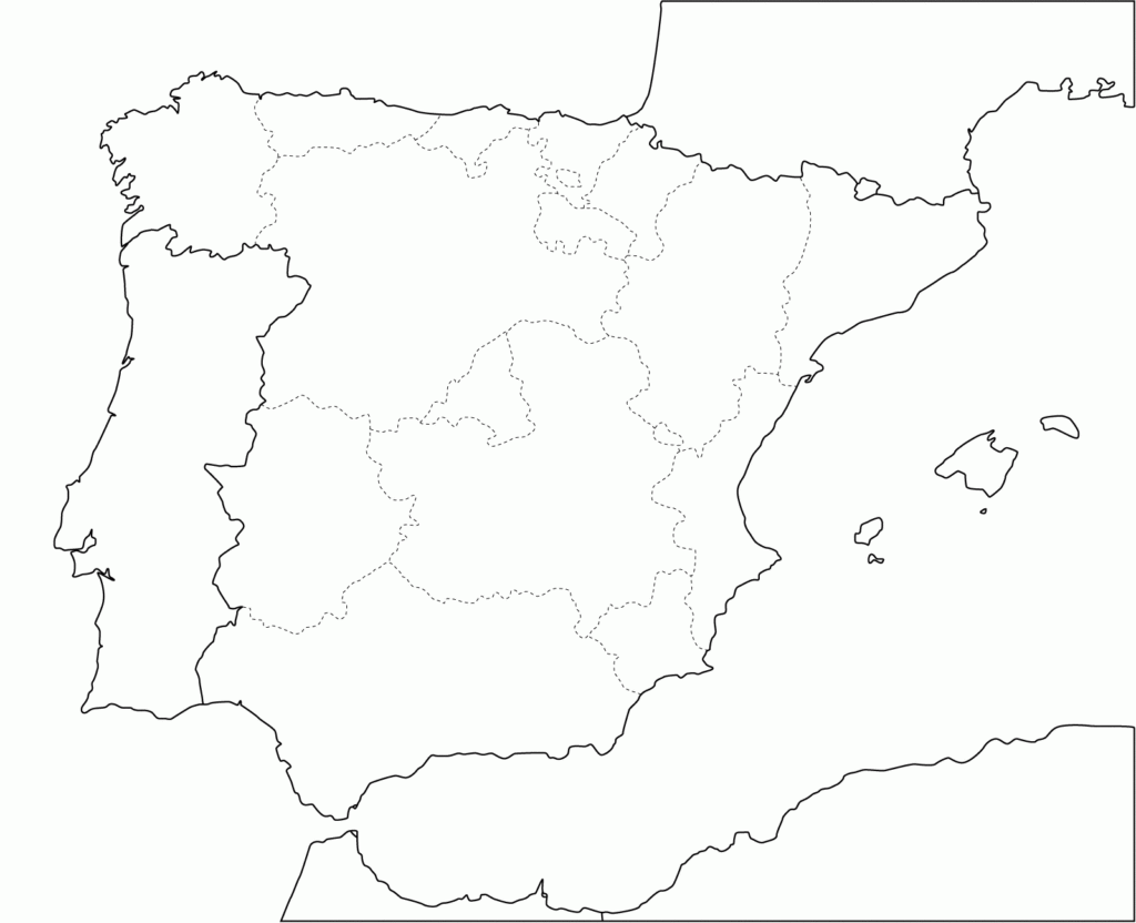 Blank Map Spain Prefecture Lines gif 1600 1300 Mapa De Espa a 