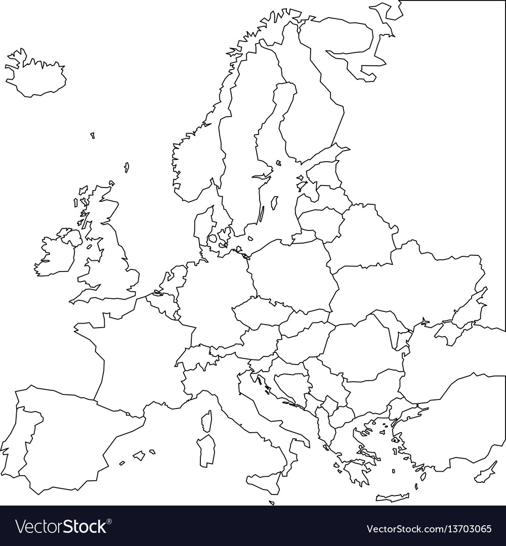 Free Blank Outline Map Of Europe 2022 US Map Printable Blank   Blank Outline Map Of Europe Simplified Wireframe Vector Image 