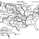 Blank Outline Map Of The USA With Major Rivers And Mountain