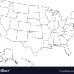 Blank Outline Map Of USA Royalty Free Vector Image