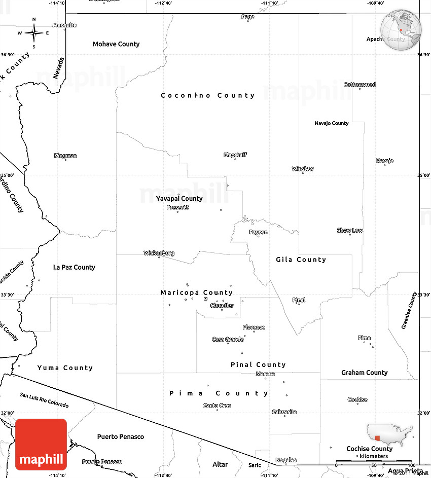 Arizona Geographic Alliance For Blank Outline Maps 2024 US Map   Blank Simple Map Of Arizona 