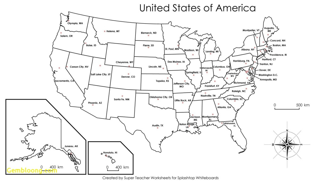 Blank Us Map With Capitals Printable Printable Maps