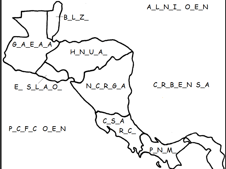 Central America Fill In The Blanks On The Map Teaching Resources