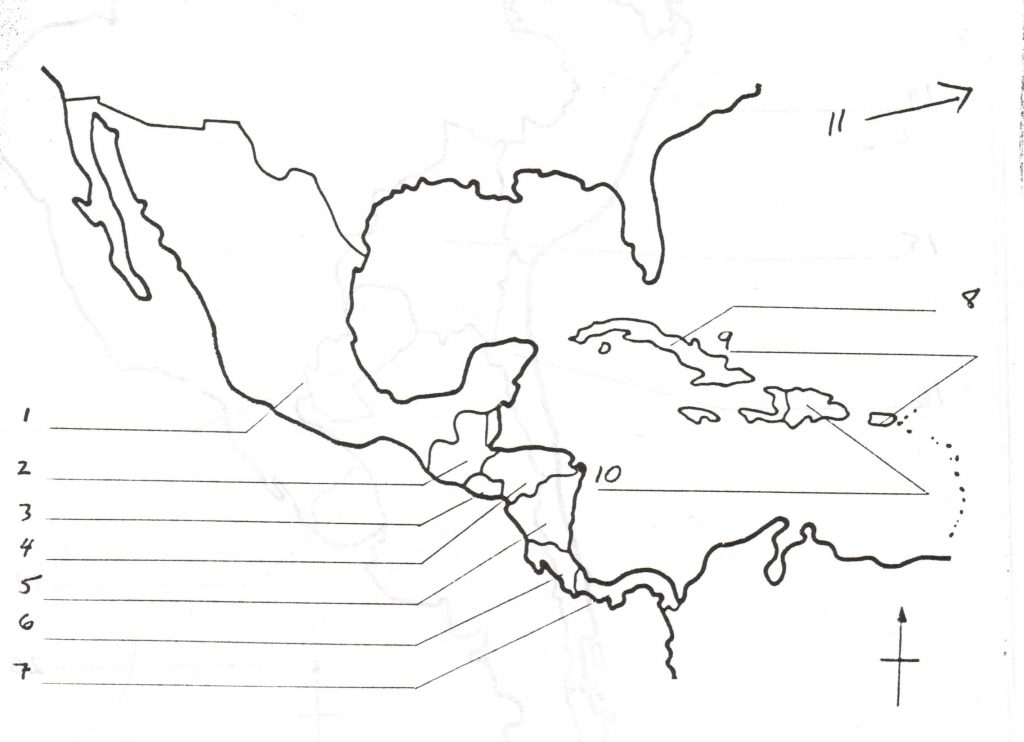 Central America Outline Map Free Printable Worksheet Us Usa Blank 