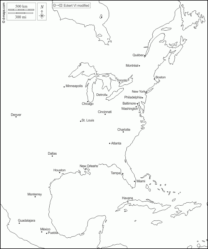 East Coast Of North America Free Map Free Blank Map Free Outline Map 