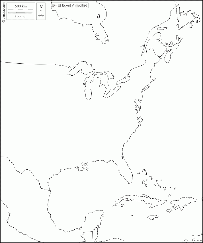 East Coast Of North America Free Map Free Blank Map Free Outline Map 