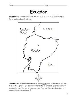 Ecuador Printable Map To Color Fill In The Blanks Printable Maps 