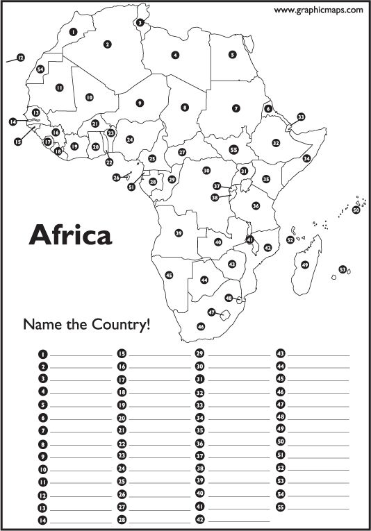 Empty Africa Map Fill In The Blank Africa Map Africa Map 534 X 765