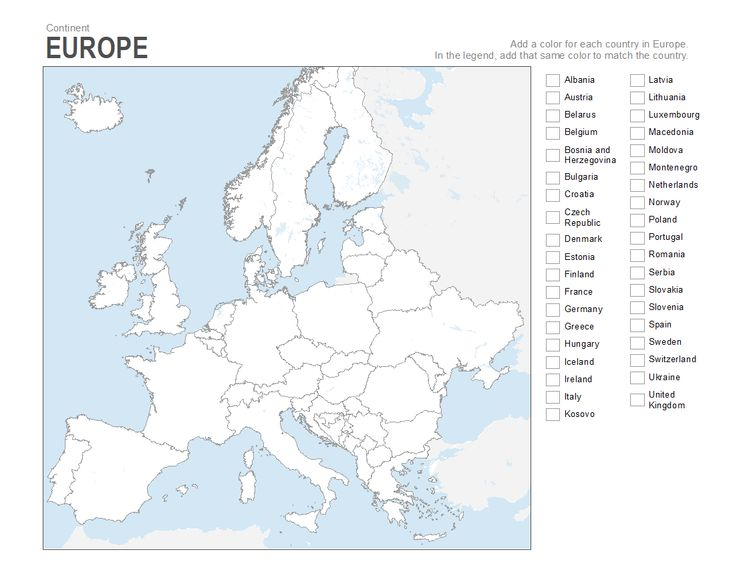 Europe Coloring Printable Blank Map Europe Map Printable Europe Map 