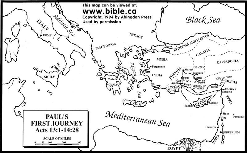 Free Bible Maps Of Bible Times And Lands Paul s Missionary Journeys 