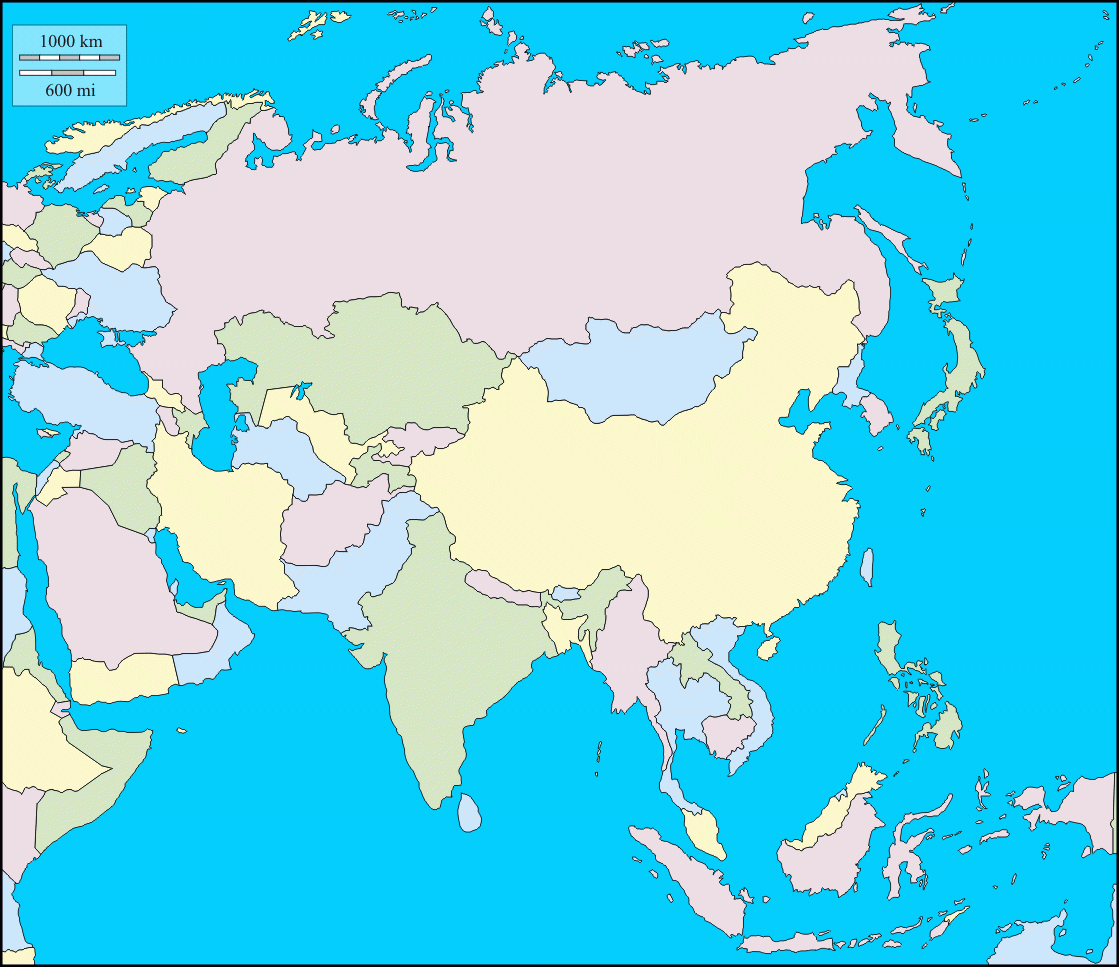 Free Detailed Printable Blank Map Of Asia Template In Pdf World Map 