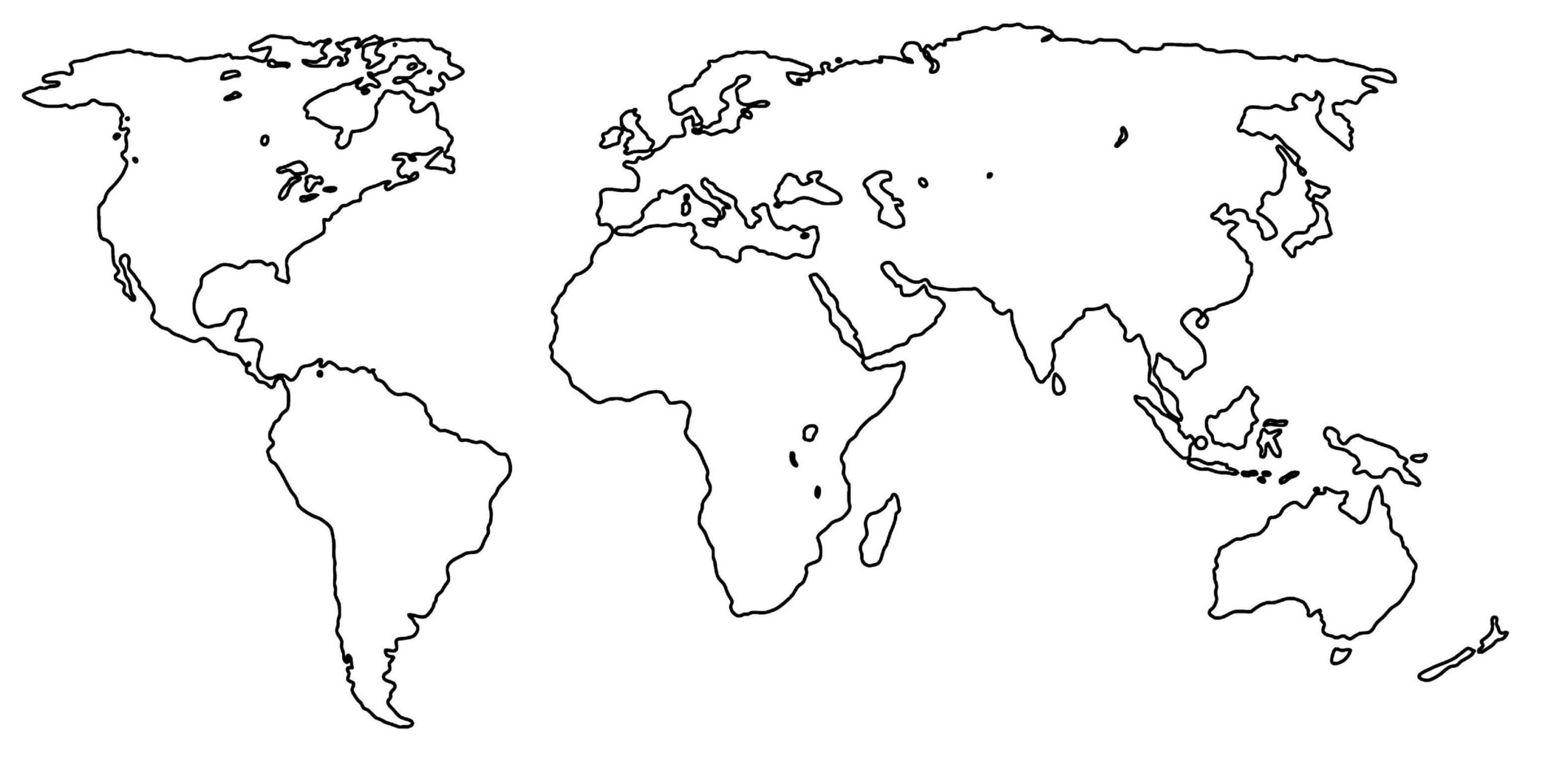 Free Printable Blank Outline Map Of World PNG PDF World Map With