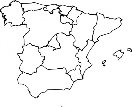 Geography Outline Europe Map Spain Regions Blank Free Vector