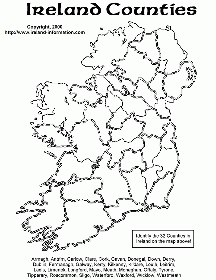 Ireland Counties Fill in Flag Coloring Pages Counties Of Ireland 