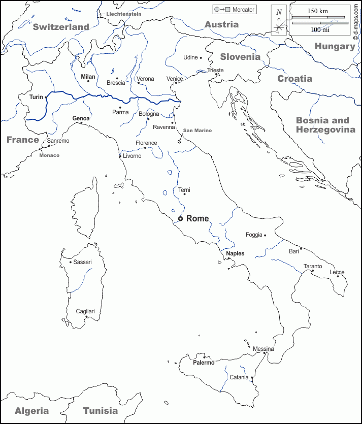 Italia Mapa Gratuito Mapa Mudo Gratuito Mapa En Blanco Gratuito 