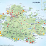 Labeled Map Of Antigua And Barbuda With States Capital Cities