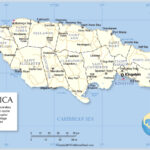 Labeled Map Of Jamaica With States Capital Cities