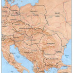 Large political map of Eastern Europe with relief capitals and major