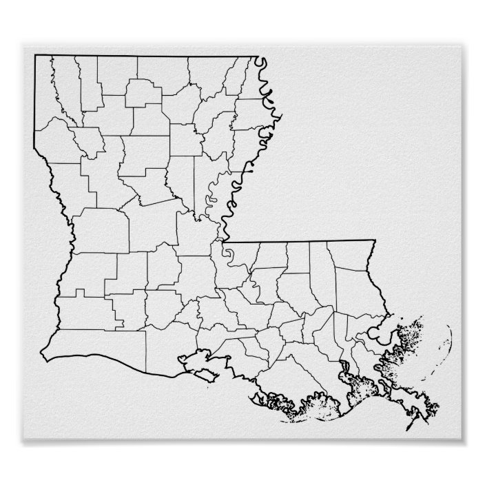 Louisiana Parishes Blank Outline Map Poster Zazzle