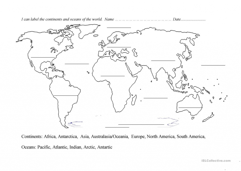 Map Of Continents And Oceans Printable Printable Maps