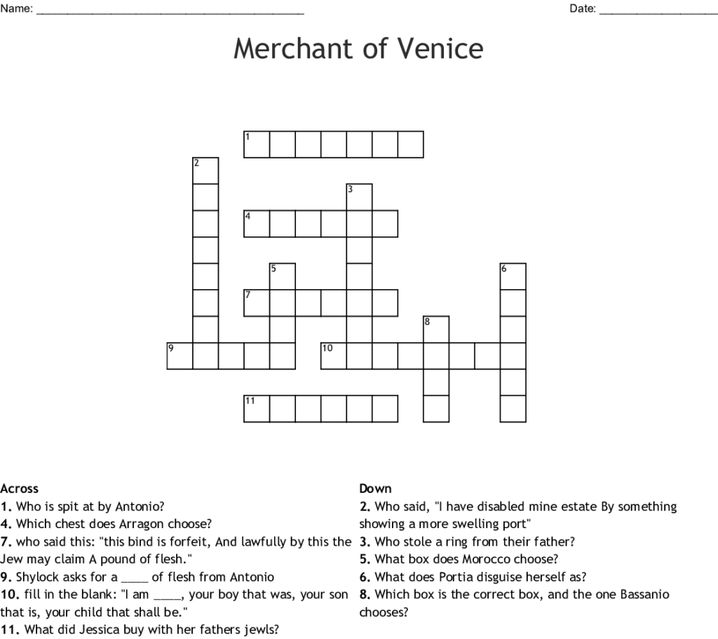 Merchant Of Venice Crossword WordMint