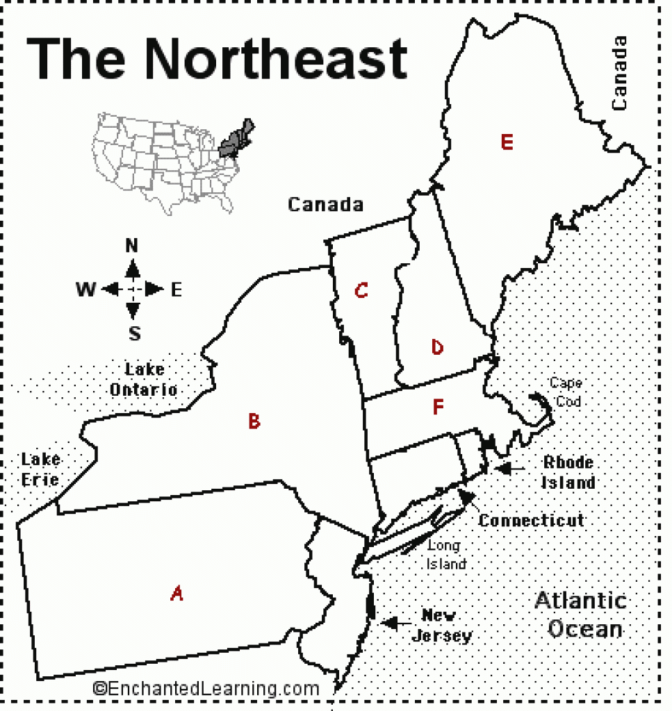 Northeast States And Capitals Map Quiz Printable Map