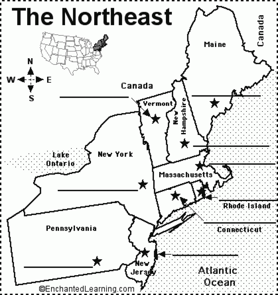 Northeast States And Capitals Map Quiz Printable Map