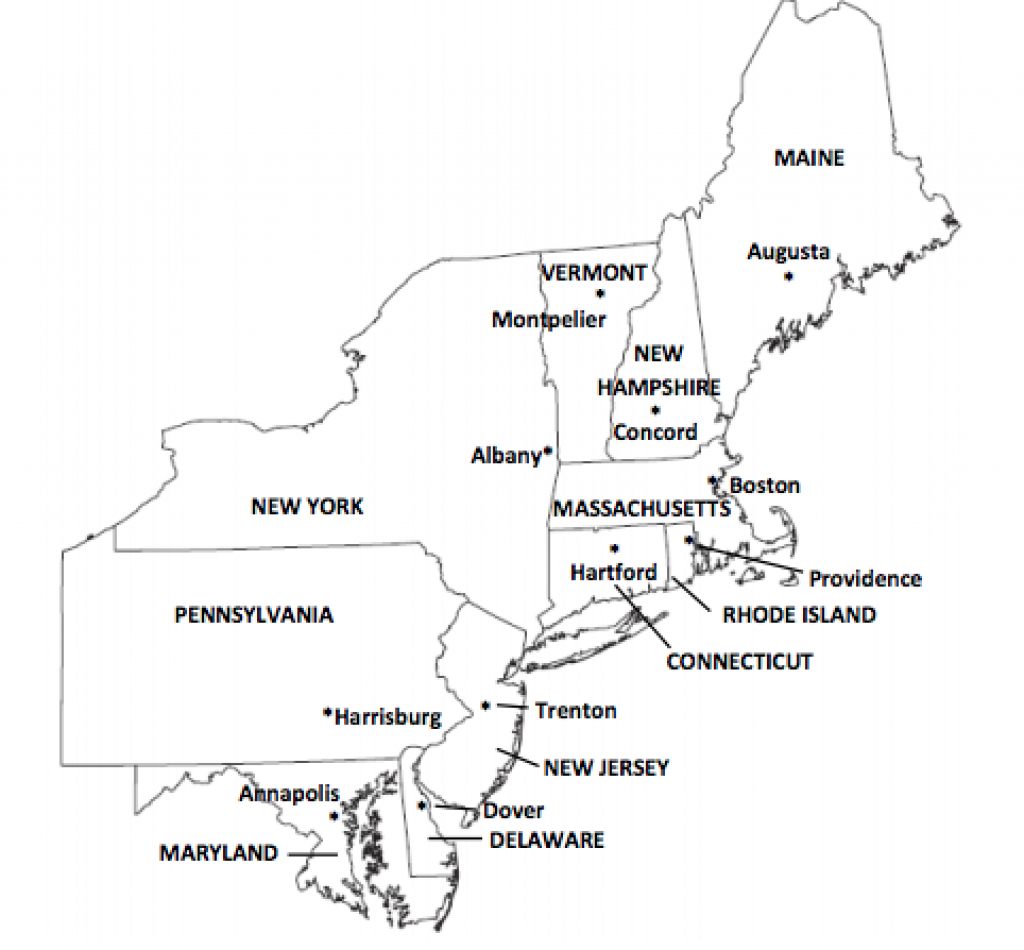 Northeast States And Capitals Map Quiz Printable Map