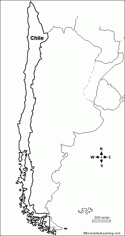 Outline Map Chile Chile Map Drawn Map