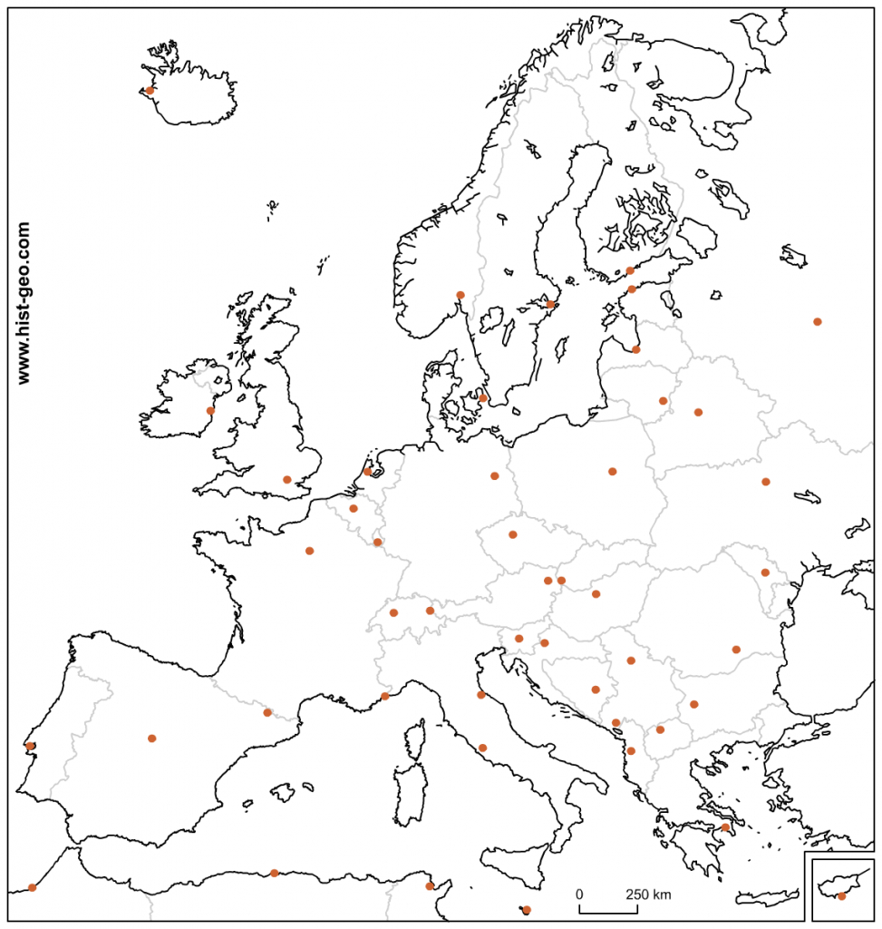 Outline Map Of Europe Countries And Capitals For Blank Political Map 