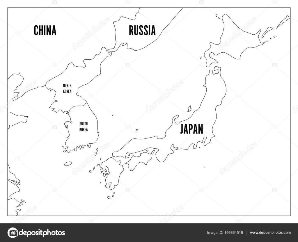 Political Map Of Korean And Japanese Region South Korea North Korea 