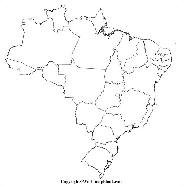 Printable Blank Map Of Brazil Outline Transparent PNG Map