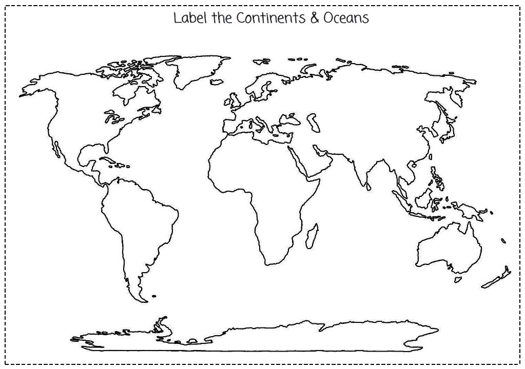 Printable Blank Map Of Continents And Oceans To Label Pdf